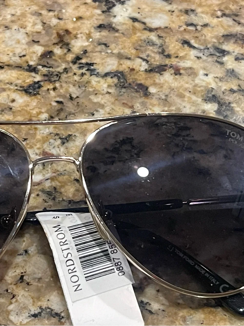 Tom Ford Silver Aviator Sunglasses with Dark Gray Lenses